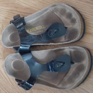 Birkenstock Black Patent Thong Sandals